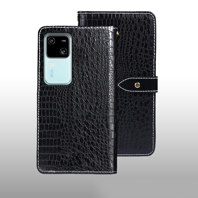 Pour étui de téléphone en cuir texture crocodile vivo V30 idewei (noir)