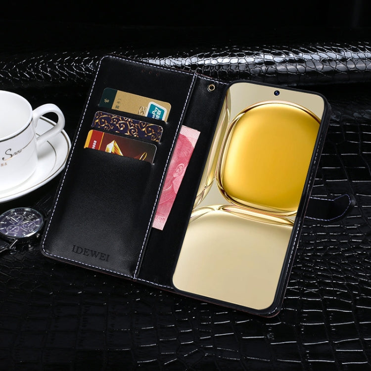 For vivo Y17s 4G Global idewei Crocodile Texture Leather Phone Case(Red)