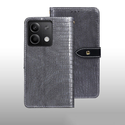 For Xiaomi Redmi Note 13 5G idewei Crocodile Texture Leather Phone Case(Grey)