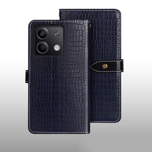Pour Xiaomi Redmi Note 13 5G Étui de téléphone en cuir texture crocodile idewei (bleu foncé)