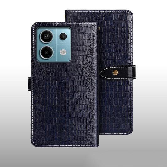 Pour Xiaomi Redmi Note 13 Pro 5G idewei Coque de téléphone en cuir texture crocodile (bleu foncé)