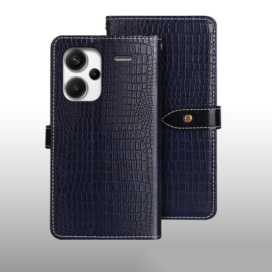 Pour Xiaomi Redmi Note 13 Pro+ 5G Idewei Étui de téléphone en cuir texture crocodile (bleu foncé)