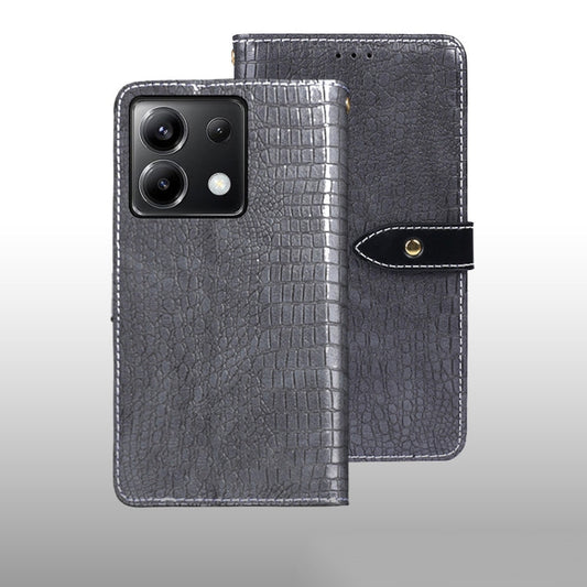 For Xiaomi Poco X6 5G idewei Crocodile Texture Leather Phone Case(Grey)