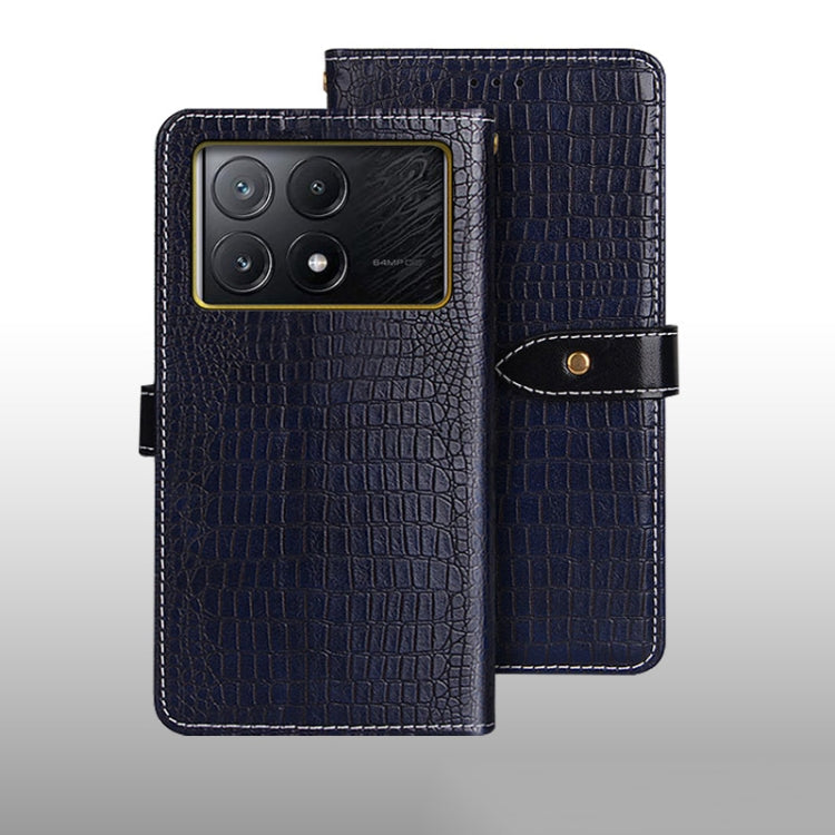 For Xiaomi Poco X6 Pro 5G idewei Crocodile Texture Leather Phone Case(Dark Blue)