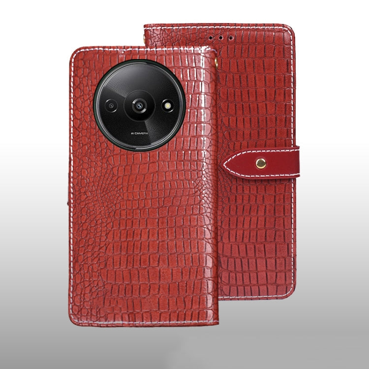 Pour l'étui de téléphone en cuir texture crocodile idewei pour Xiaomi Redmi A3 4G (rouge)