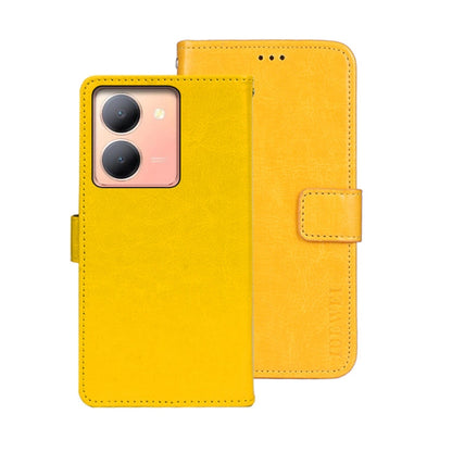 Pour étui de téléphone en cuir de texture Crazy Horse idewei pour vivo Y78 5G (jaune)