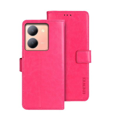 For vivo Y78 5G idewei Crazy Horse Texture Leather Phone Case(Rose Red)