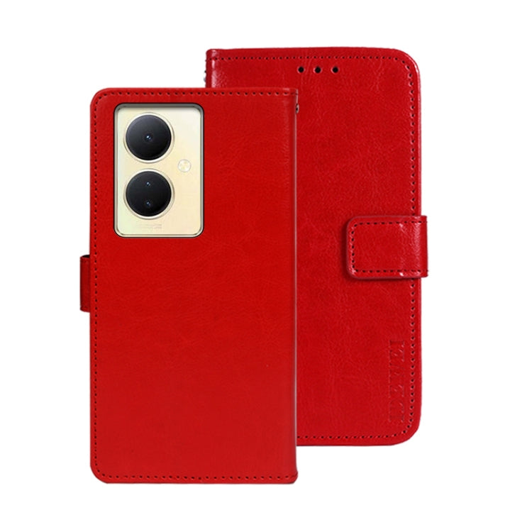 Pour étui de téléphone en cuir vivo Y78 5G Global idewei Crazy Horse Texture (Rouge)