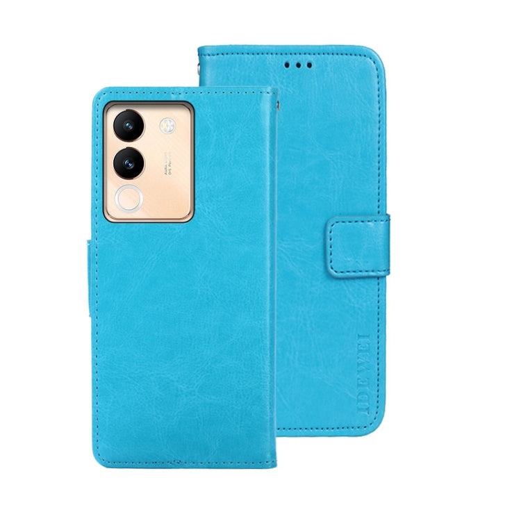 For vivo V29e 5G Taiwan idewei Crazy Horse Texture Leather Phone Case(Sky Blue)