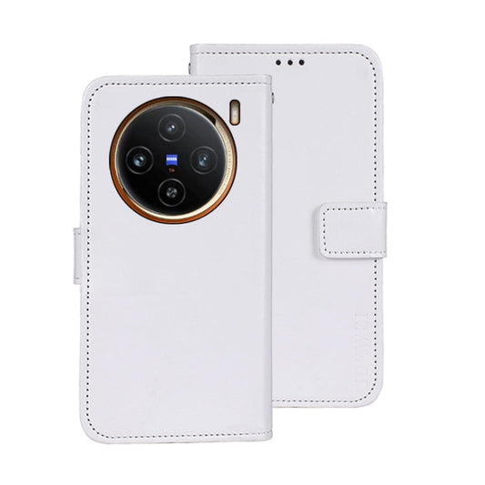 Pour étui de téléphone en cuir avec texture Crazy Horse idewei pour vivo X100 (blanc)