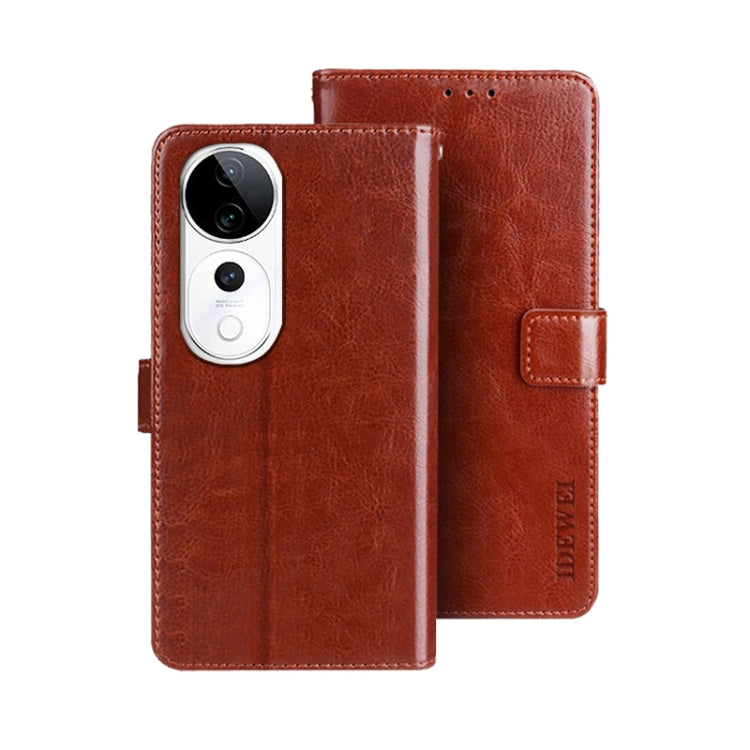 For vivo V40 5G idewei Crazy Horse Texture Leather Phone Case(Brown)