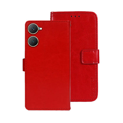 For vivo Y03 4G Global idewei Crazy Horse Texture Leather Phone Case(Red)