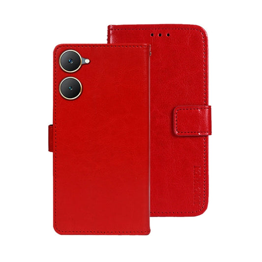 For vivo Y03 4G Global idewei Crazy Horse Texture Leather Phone Case(Red)