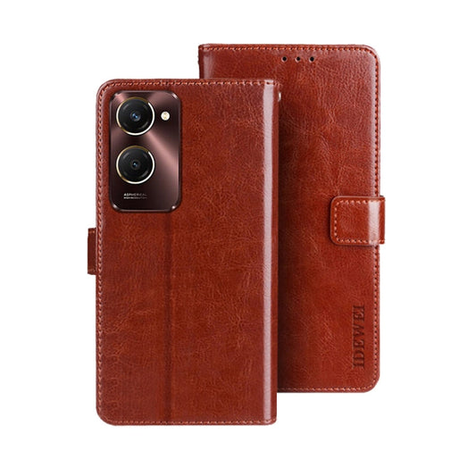 For vivo Y28s 5G idewei Crazy Horse Texture Leather Phone Case(Brown)