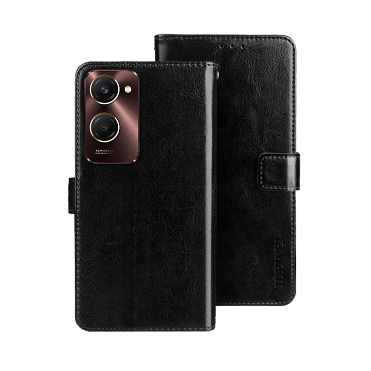 Pour étui de téléphone en cuir avec texture cheval fou idewei pour vivo Y28s 5G (Noir)