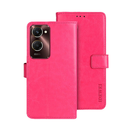 For vivo Y28s 5G idewei Crazy Horse Texture Leather Phone Case(Rose Red)