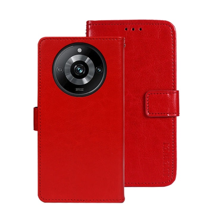 For Realme 11 Pro idewei Crazy Horse Texture Leather Phone Case with Holder(Red)