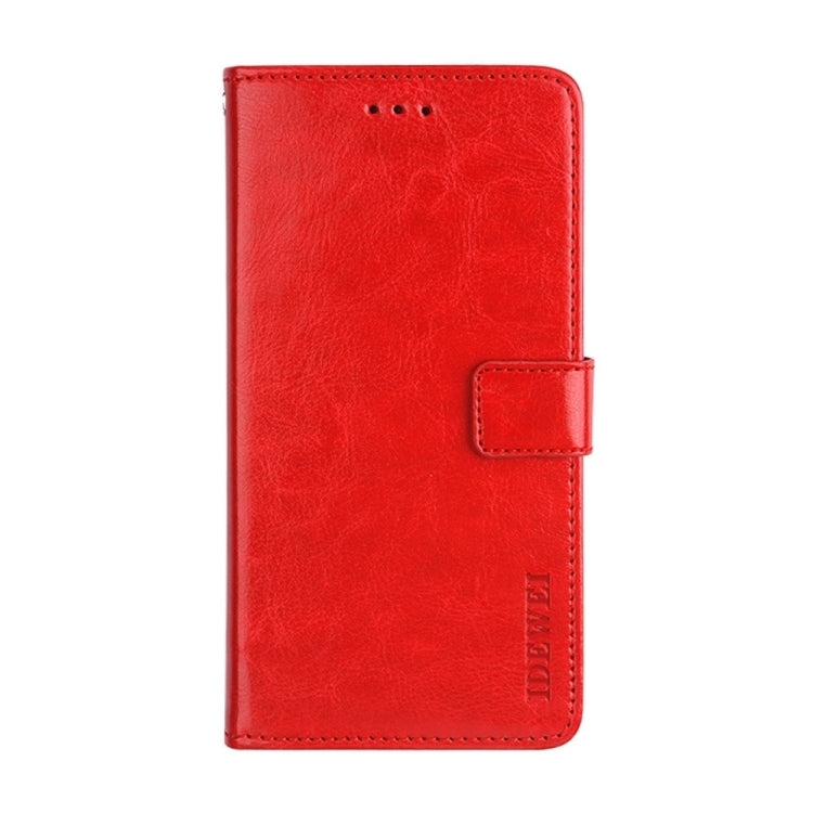 For Realme 11 Pro idewei Crazy Horse Texture Leather Phone Case with Holder(Red)