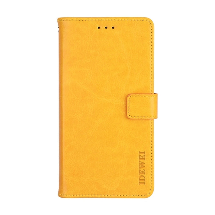 For Realme 11 Pro idewei Crazy Horse Texture Leather Phone Case with Holder(Yellow)