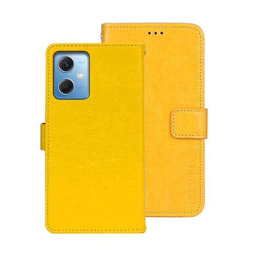 Pour Xiaomi Redmi Note 12 4G Global idewei Étui de téléphone en cuir avec texture Crazy Horse (jaune)