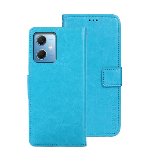Pour coque de téléphone en cuir idewei texture Crazy Horse pour Xiaomi Redmi Note 12 4G Global (bleu ciel)