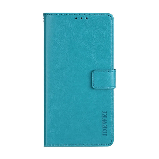 Pour coque de téléphone en cuir idewei texture Crazy Horse pour Xiaomi Redmi Note 12 4G Global (bleu ciel)