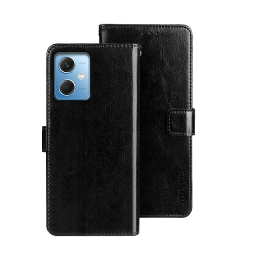 Pour Xiaomi Redmi Note 12 4G Global Étui de téléphone en cuir idewei texture Crazy Horse (Noir)