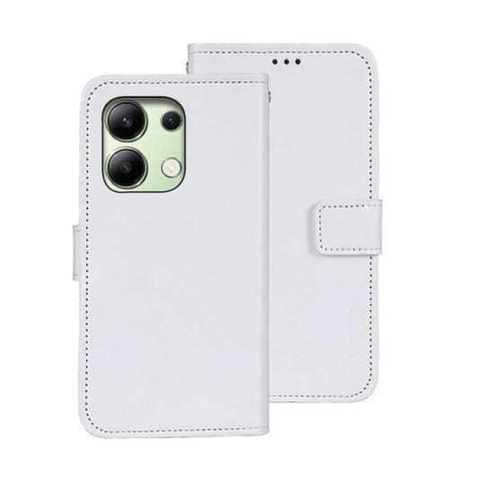 Pour Xiaomi Redmi Note 13 4G Global idewei Étui de téléphone en cuir avec texture Crazy Horse (blanc)