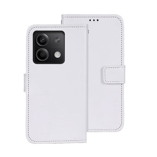 Pour Xiaomi Redmi Note 13 5G Étui de téléphone en cuir Idewei Crazy Horse Texture (Blanc)