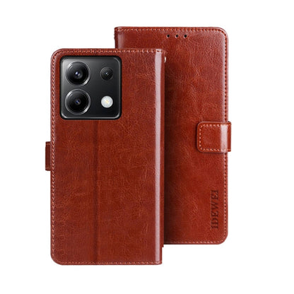 For Xiaomi Poco X6 5G idewei Crazy Horse Texture Leather Phone Case(Brown)
