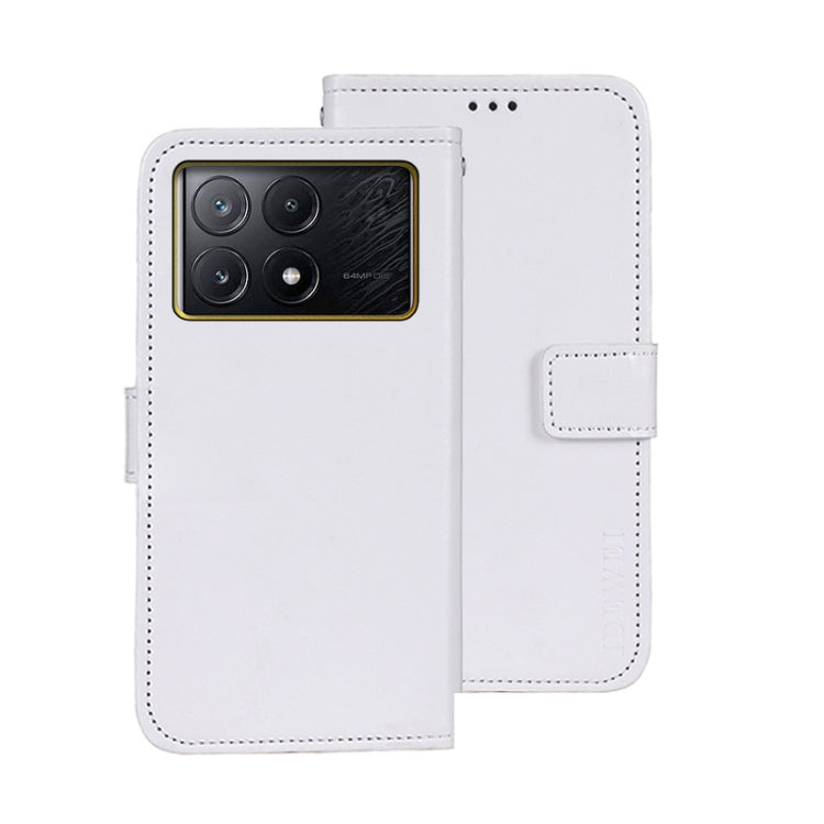 For Xiaomi Poco X6 Pro 5G idewei Crazy Horse Texture Leather Phone Case(White)