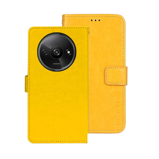 Pour coque de téléphone en cuir idewei texture cheval fou Xiaomi Redmi A3 4G (Jaune)