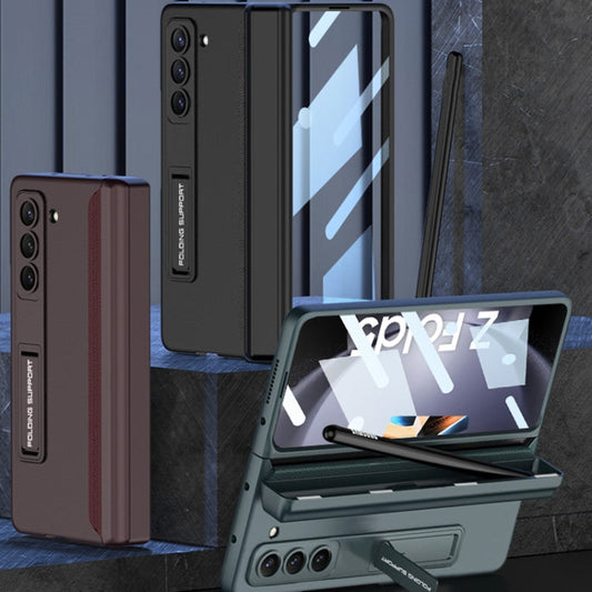 For Samsung Galaxy Z Fold5 GKK Integrated Magnetic Full Coverage Phone Flip Case with Pen Box(Black)