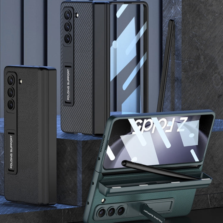 For Samsung Galaxy Z Fold5 GKK Magnetic Flip Plain Leather Phone Case with Pen Box(Silver)