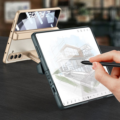 For Samsung Galaxy Z Fold5 GKK Magnetic Flip Plain Leather Phone Case with Pen Box(Silver)