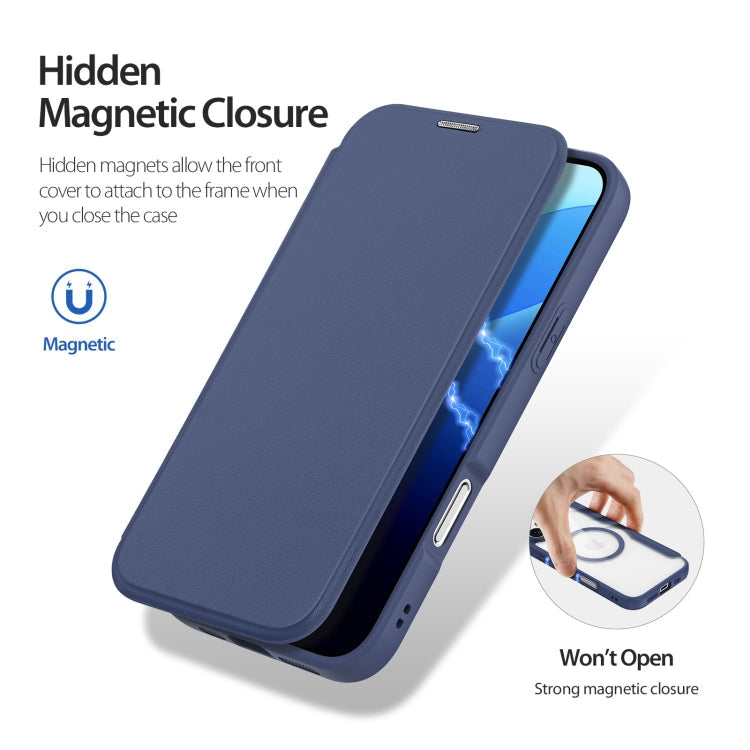 For iPhone 16 Pro DUX DUCIS Skin X Pro Series Magsafe PC + TPU Phone Leather Case(Blue)