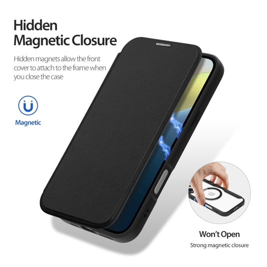 For iPhone 16 Plus DUX DUCIS Skin X Pro Series Magsafe PC + TPU Phone Leather Case(Black)
