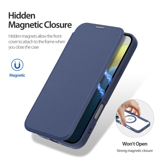 For iPhone 16 Plus DUX DUCIS Skin X Pro Series Magsafe PC + TPU Phone Leather Case(Blue)