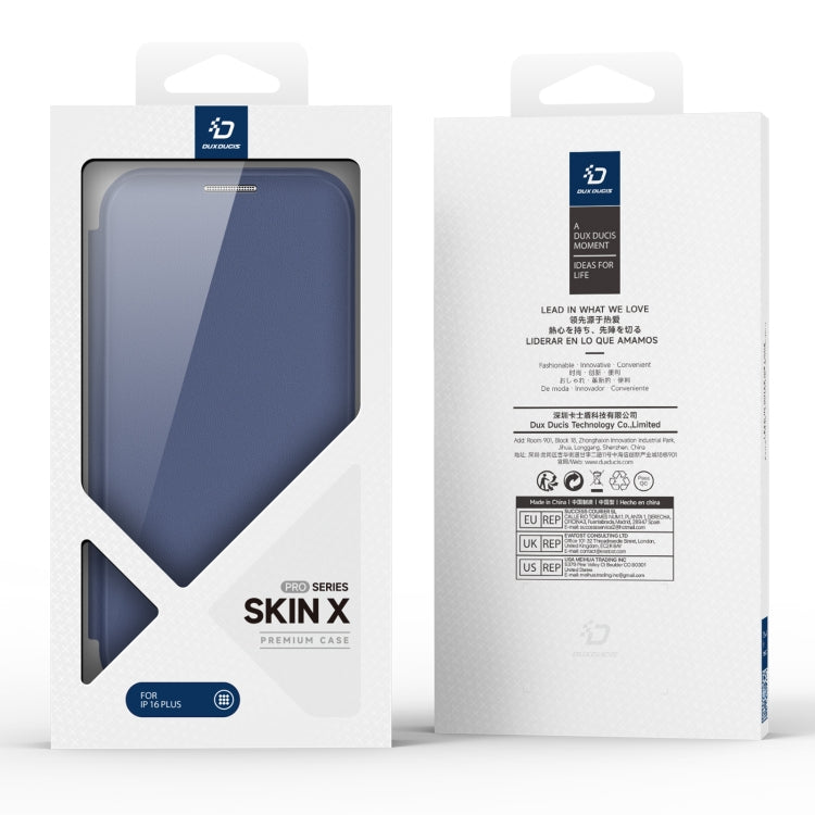 For iPhone 16 Plus DUX DUCIS Skin X Pro Series Magsafe PC + TPU Phone Leather Case(Blue)