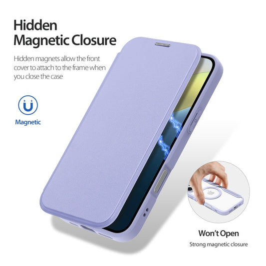 For iPhone 16 Plus DUX DUCIS Skin X Pro Series Magsafe PC + TPU Phone Leather Case(Purple)
