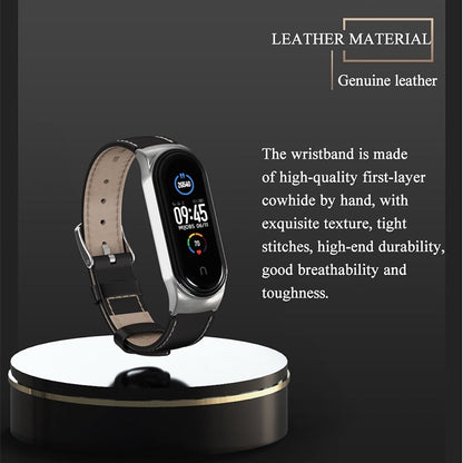 For Xiaomi Mi Band 8 Mijobs CS Case Microfiber PU Leather Watch Band(Brown Gold)