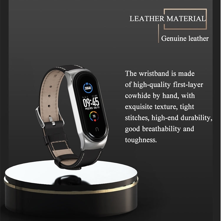 For Xiaomi Mi Band 8 Mijobs CS Case Microfiber PU Leather Watch Band(Red Silver)