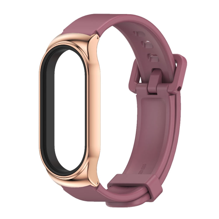 For Xiaomi Mi Band 8 / 9 Mijobs CS Case Silicone Watch Band(Wine Red Rose Gold)