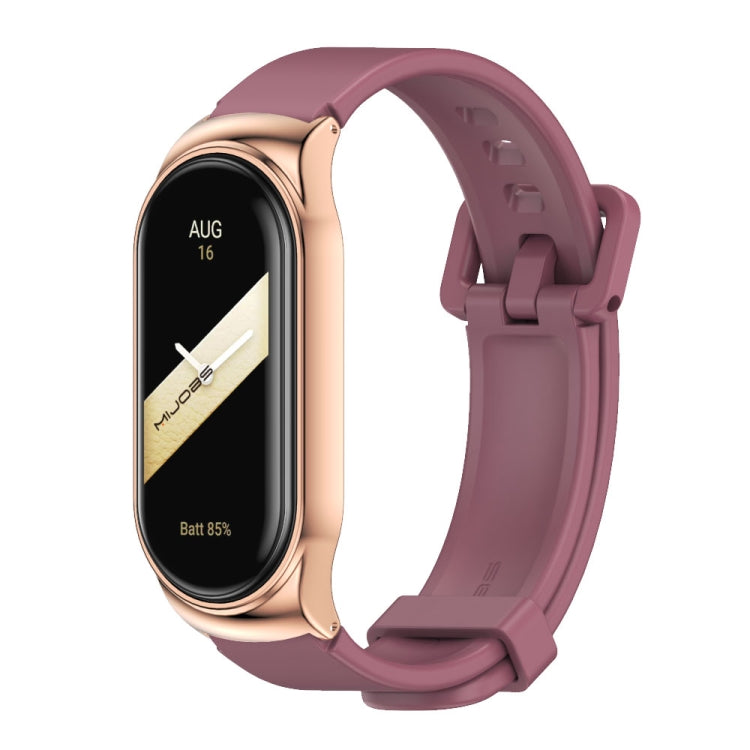For Xiaomi Mi Band 8 / 9 Mijobs CS Case Silicone Watch Band(Wine Red Rose Gold)
