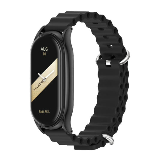 For Xiaomi Mi Band 8 / 9 Mijobs Plus Case Marine Silicone Breathable Watch Band(Black)