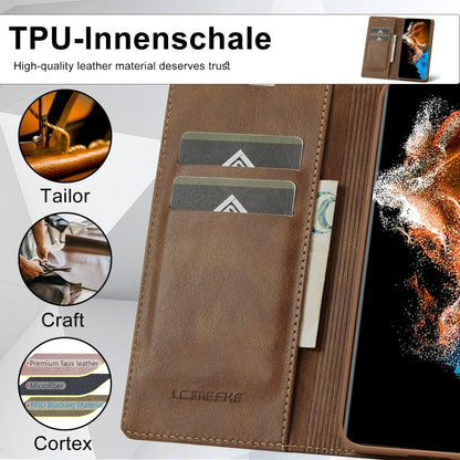 For Samsung Galaxy S24 LC.IMEEKE RFID Anti-theft Leather Phone Case(Brown)
