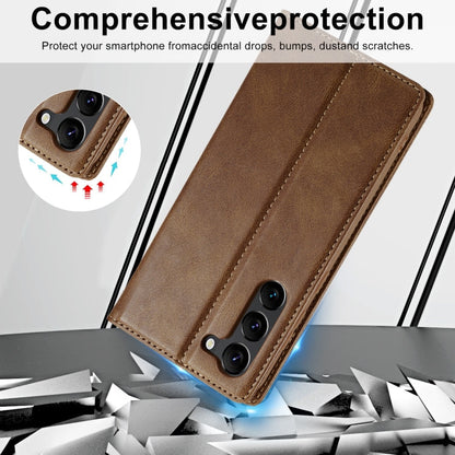 For Samsung Galaxy S24 LC.IMEEKE RFID Anti-theft Leather Phone Case(Brown)