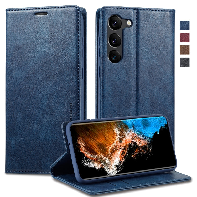 Pour Samsung Galaxy S24+ LC.IMEEKE Étui portefeuille en cuir anti-RFID (Bleu)