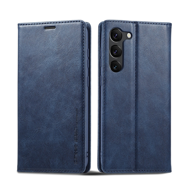 Pour Samsung Galaxy S24+ LC.IMEEKE Étui portefeuille en cuir anti-RFID (Bleu)