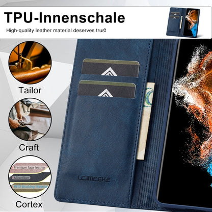 Pour Samsung Galaxy S24+ LC.IMEEKE Étui portefeuille en cuir anti-RFID (Bleu)